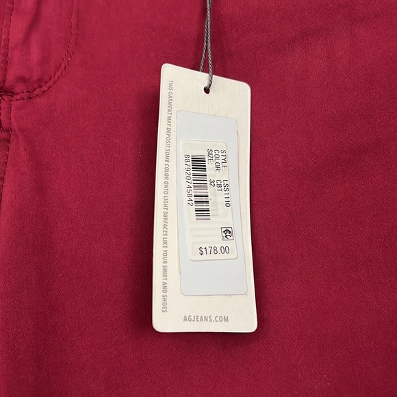 AG Adriano Goldschmied NWT The Stilt Cigarette Leg Dark Red Women’s Size 32 - Picture 3 of 8